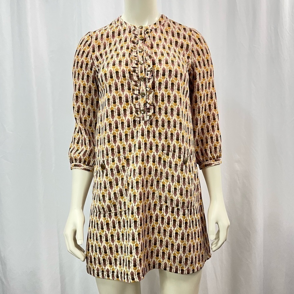 H&M Ruffle Shift Dress Yellow and Purple Size 4